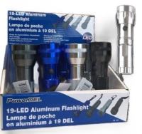 Lampe de poche en aluminium à 19 lumières DEL avec batterie-Couleurs Assorties